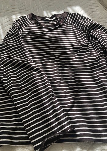 Kızlar için uzun kollu çizgili kahverengi tişört - Görsel 3