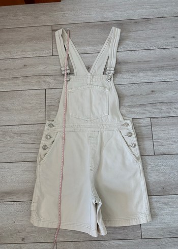 Bershka Krem Rengi Askılı Şort Tulum - Görsel 2