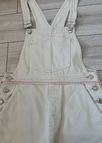 Bershka Krem Rengi Askılı Şort Tulum - Görsel 3