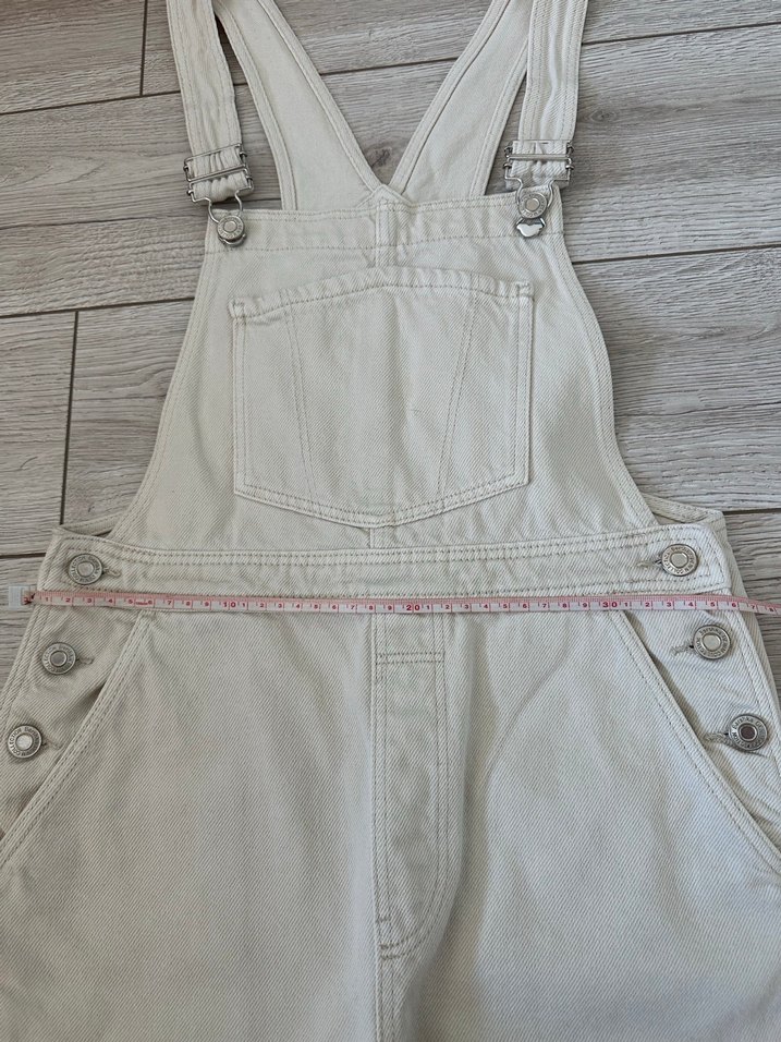 Bershka Krem Rengi Askılı Şort Tulum - Görsel 3