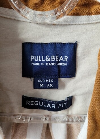 m Beden Pull&Bear kahverenci beyaz çizgili gömlek