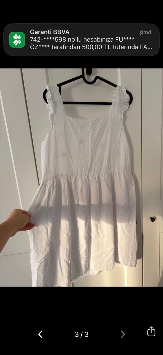 Çiçek nakışlı beyaz elbise - Görsel 3