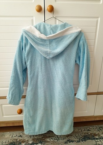 Kapüşonlu Mavi Erkek Çocuk Bornoz 6-7-8-9 yaş - Görsel 3