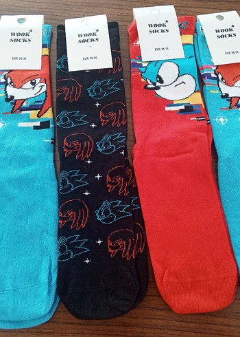 Sonic BaskıloRenkli Pamuklu Çocuk Çoraplar - Görsel 2