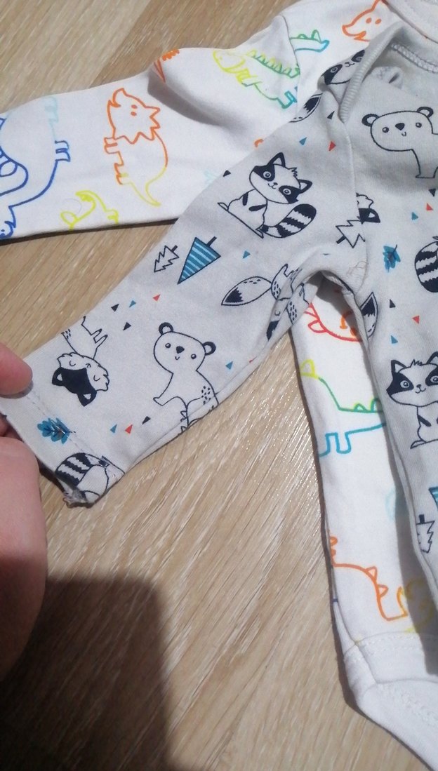 Uzun Kollu Gri Baskılı Bebek zıbın - Görsel 3