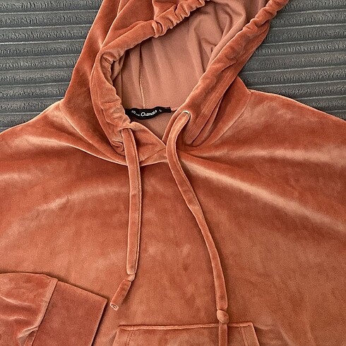 l Beden pembe Renk addax kadife kapüşonlu sweat