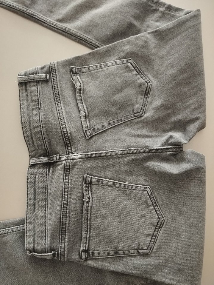 Gri Düğmeli Erkek Denim Pantolon - Görsel 3