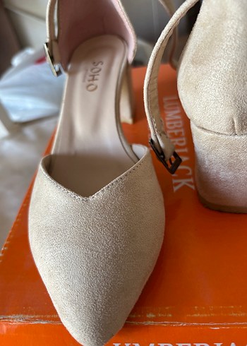 Bej Süet Stiletto Topuklu Kadın Abiye Ayakkabı - Görsel 3