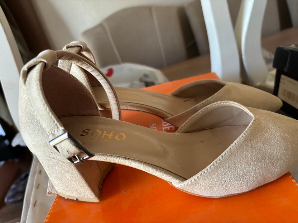 Bej Süet Stiletto Topuklu Kadın Abiye Ayakkabı - Görsel 5