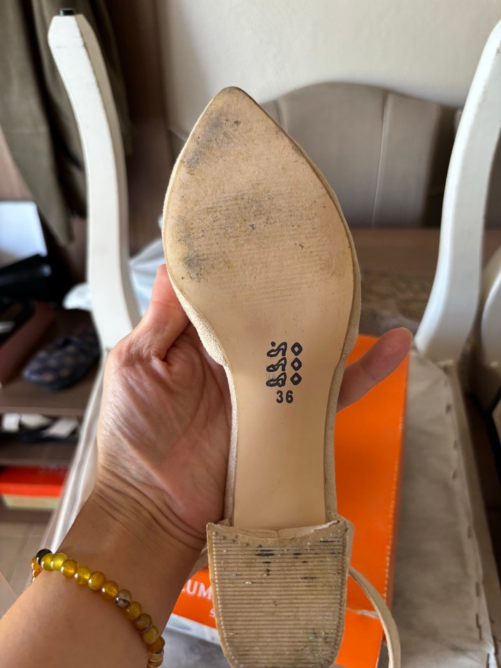 Bej Süet Stiletto Topuklu Kadın Abiye Ayakkabı - Görsel 2