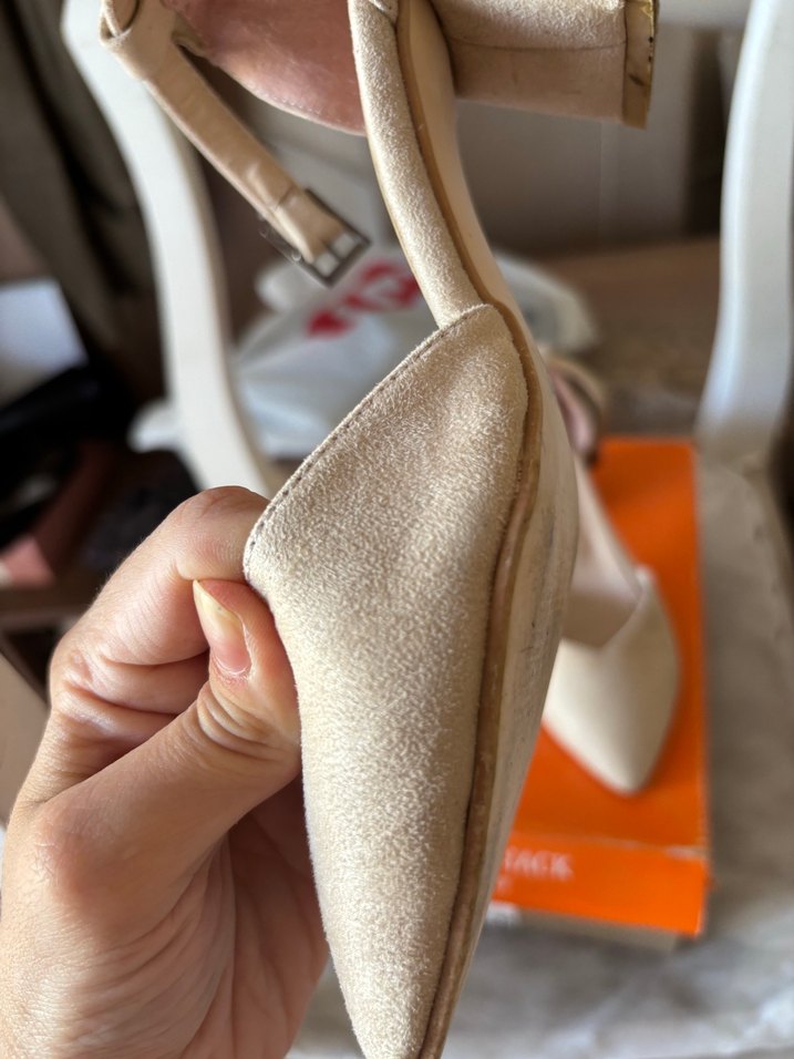 Bej Süet Stiletto Topuklu Kadın Abiye Ayakkabı - Görsel 4