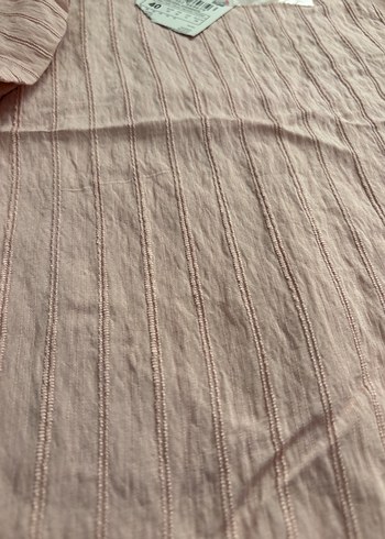 Pembe Kısa Kollu Keten Bluz - Görsel 4