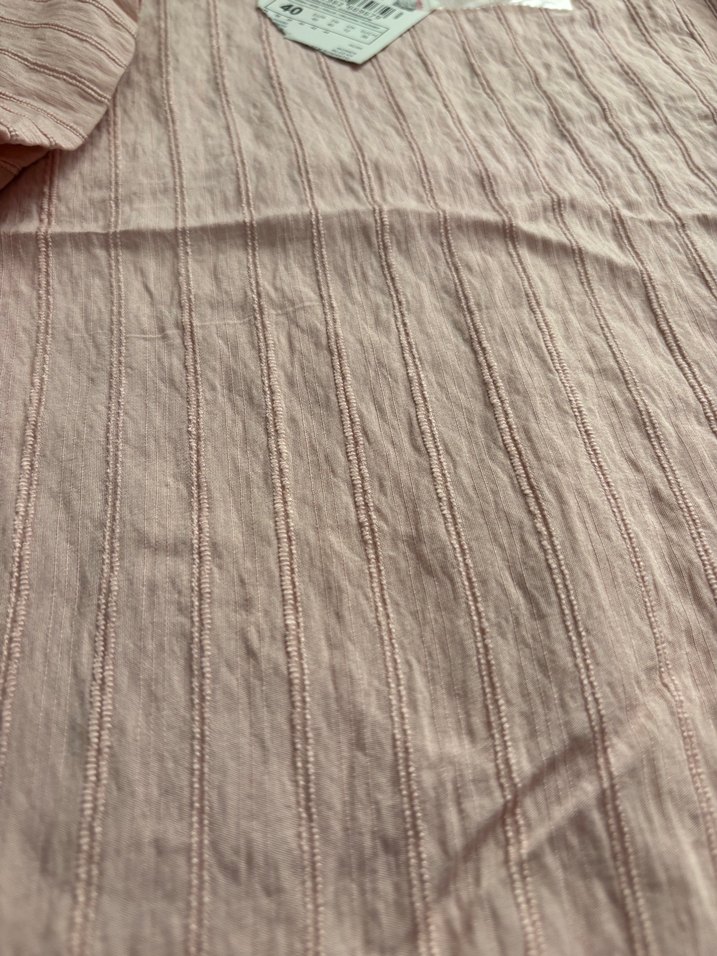 Pembe Kısa Kollu Keten Bluz - Görsel 4