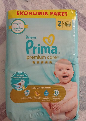 Pampers Prima Premium Care Bebek Bezi 2 Numara 60'lı
