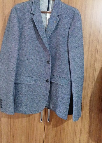 Gri Erkek Düğmeli Ofis Ceket