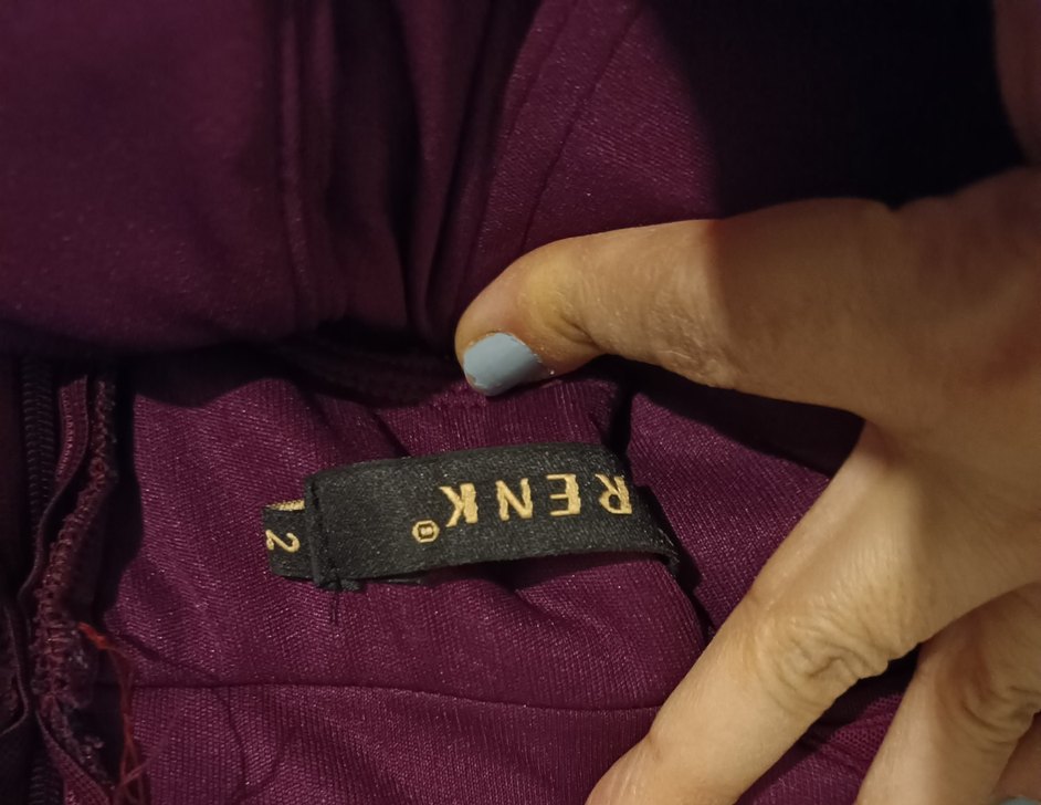 Bordo Uzun Drapeli V Yaka Kadın Abiye Elbise - Görsel 4