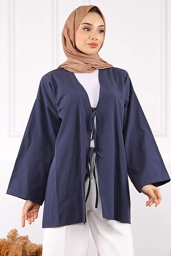 lacivert ön bağlamalı kimono