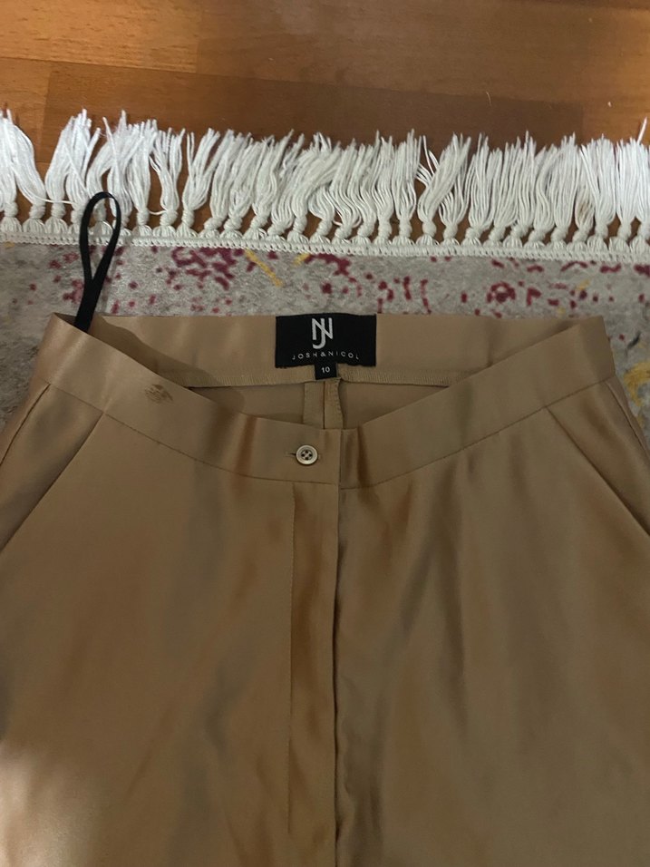 Bej Pilili Midi Kadın Pantolon - Görsel 3