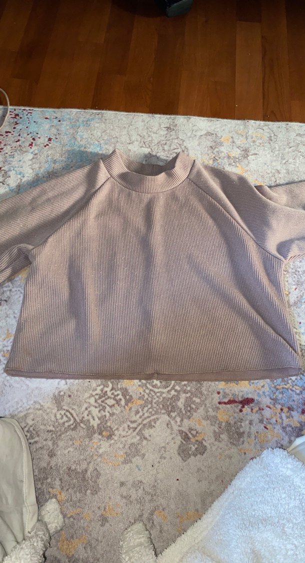 Kadın bej simli Yüksek Yakalı Triko Kazak - Görsel 3