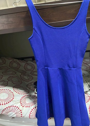 Mavi Midi Triko Elbise - Görsel 2