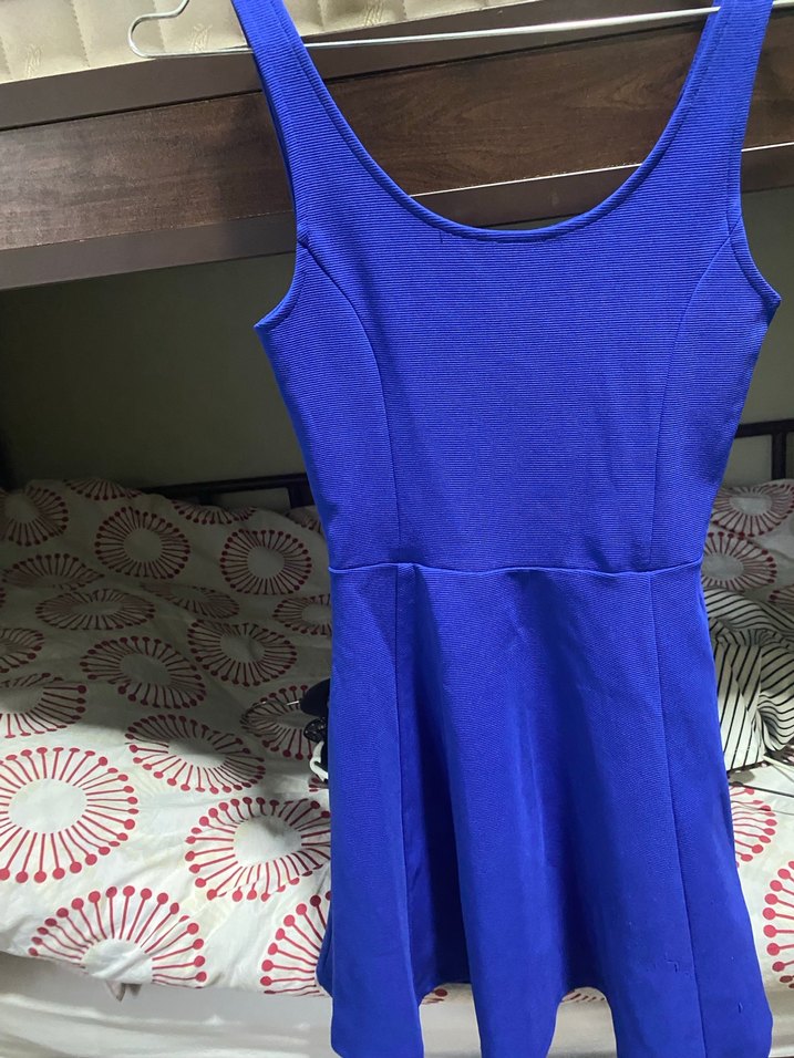 Mavi Midi Triko Elbise - Görsel 2