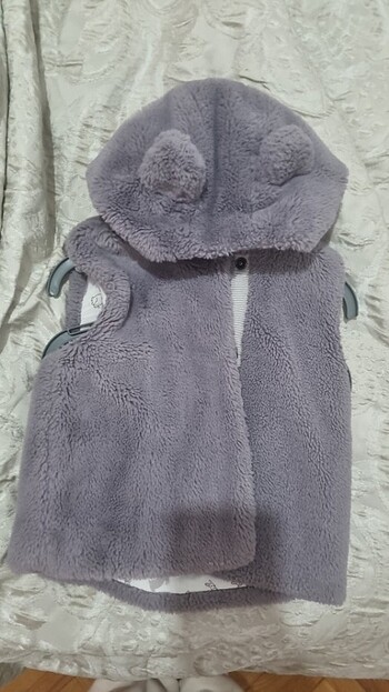 Koton Kids Peluş yelek kız çocuk mor-griye dönük 