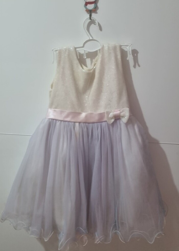 Abiye kız çocuk 5 yaş pembe sedef yansımalı pul işleme - Görsel 2