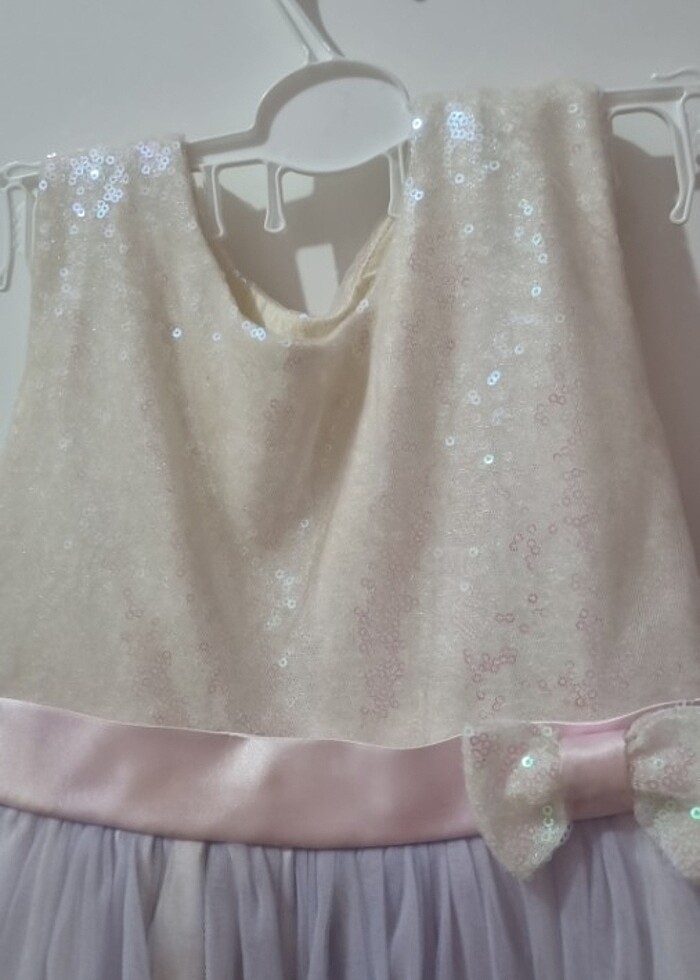 Abiye kız çocuk 5 yaş pembe sedef yansımalı pul işleme - Görsel 3