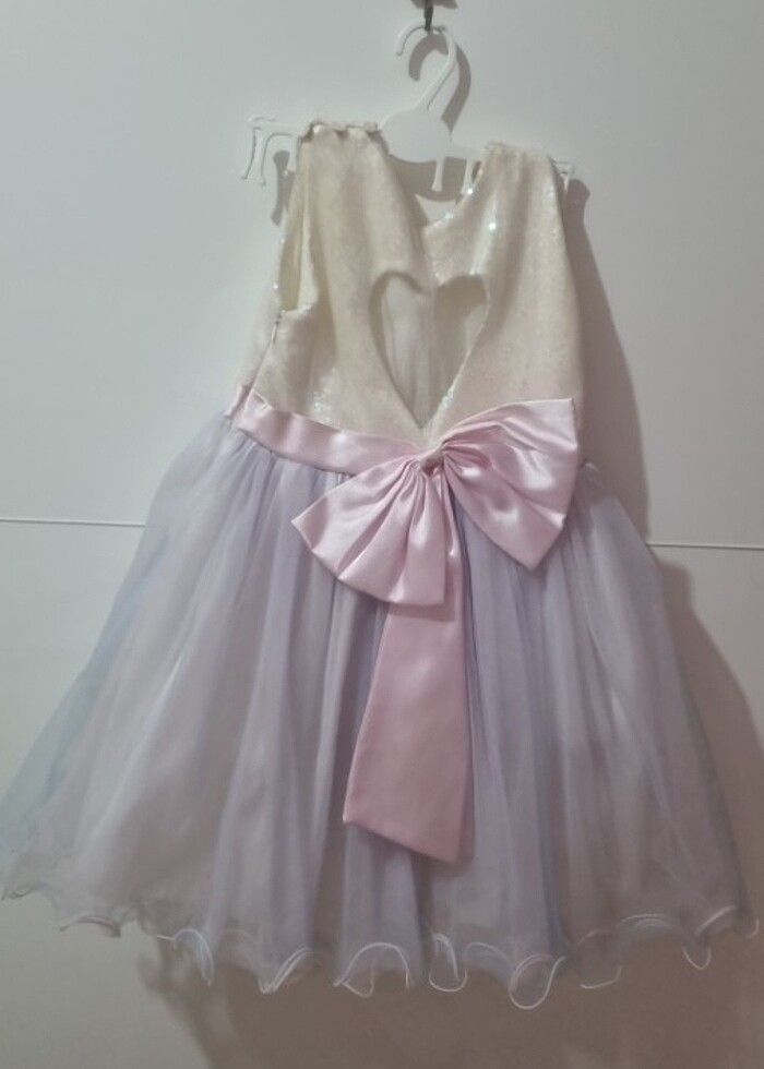 Abiye kız çocuk 5 yaş pembe sedef yansımalı pul işleme - Görsel 4