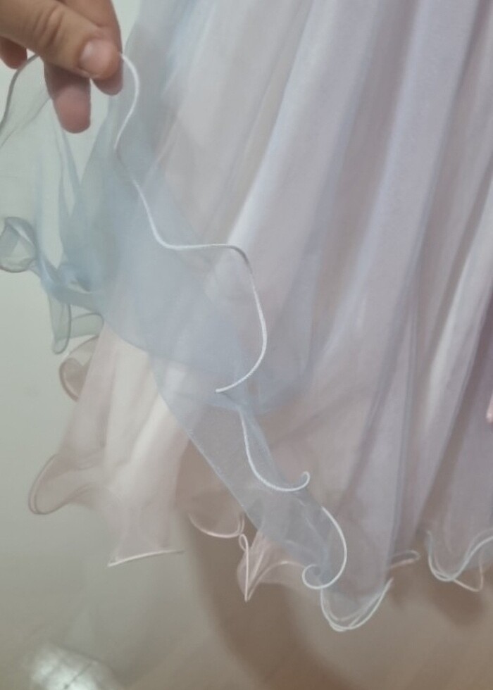 Abiye kız çocuk 5 yaş pembe sedef yansımalı pul işleme - Görsel 5