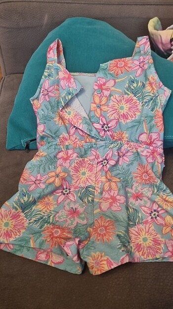 Çiçekli şort tulum, şort, tulum, salopet  - Görsel 2