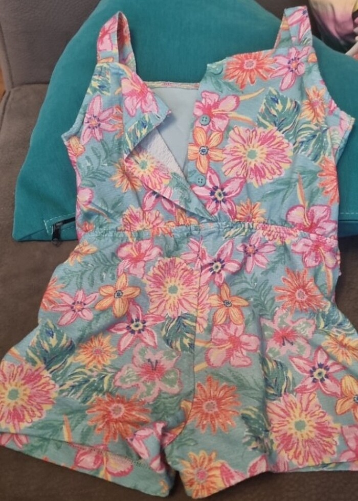 Çiçekli şort tulum, şort, tulum, salopet  - Görsel 2