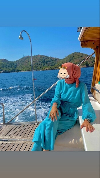Diğer Kadın açık mavi bol tulum