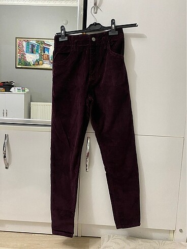 Kadın mürdüm kadife pantolon - Görsel 3