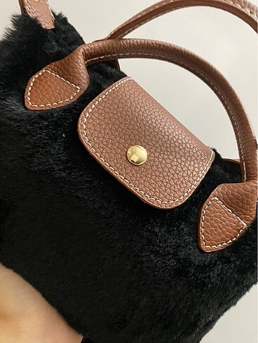 Longchamp Kadın peluş longchamp siyah çanta