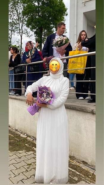 Diğer Tesettür beyaz nikah mezuniyet elbisesi