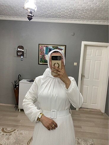 l Beden Tesettür beyaz nikah mezuniyet elbisesi