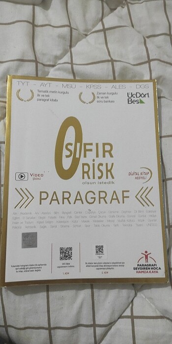 Üçdörtbeş yayınları sıfır risk paragraf test kitabı 