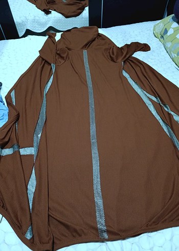 Kadın Kahverengi Uzun Salaş Bornoz - Görsel 5