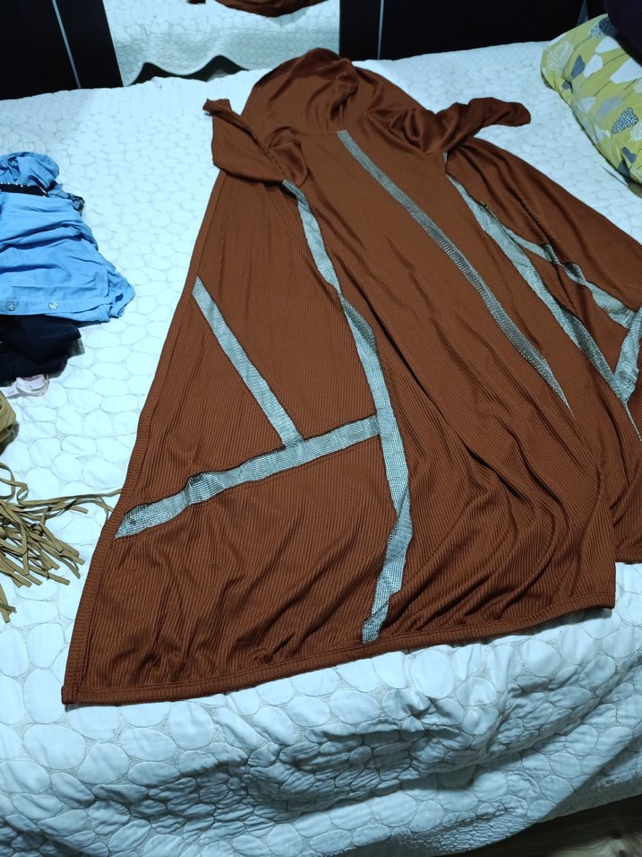 Kadın Kahverengi Uzun Salaş Bornoz - Görsel 4