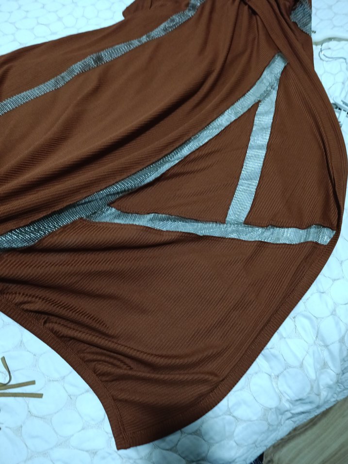 Kadın Kahverengi Uzun Salaş Bornoz - Görsel 2