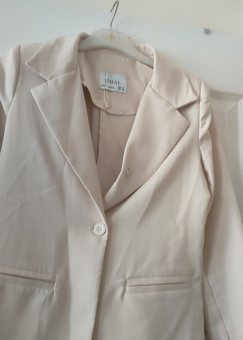 Bej Düğmeli Kadın Blazer Ceket