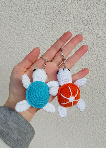 Renkli Örgü Kaplumbağa Anahtarlık - Görsel 2