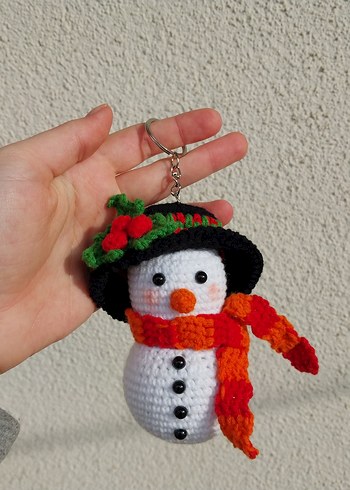 Renkli Kar Adam Anahtarlık Peluş Oyuncak - Görsel 2