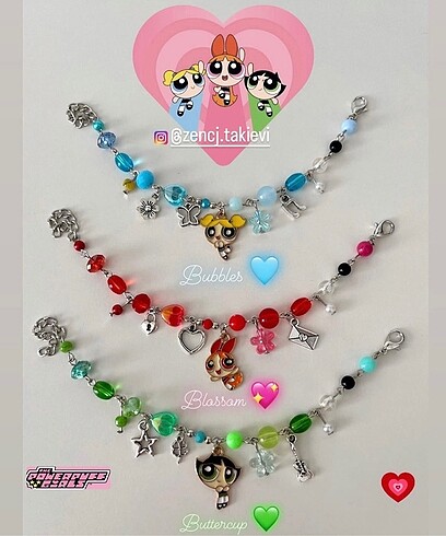 Powerpuff Girls Charm bileklikler