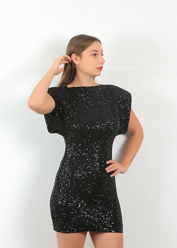 Siyah Mini Abiye Elbise - Görsel 2
