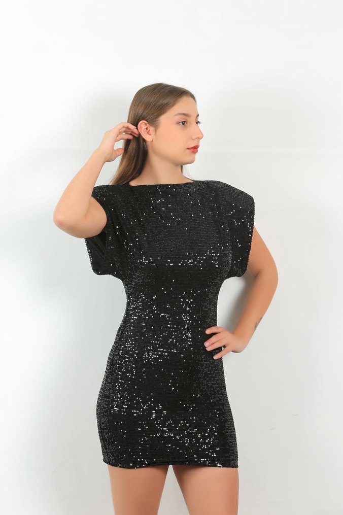 Siyah Mini Abiye Elbise - Görsel 2