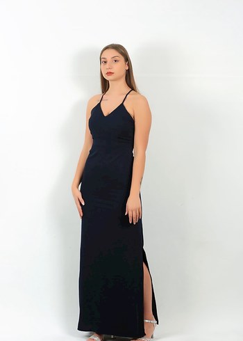 Lacivert Uzun Abiye - Görsel 2