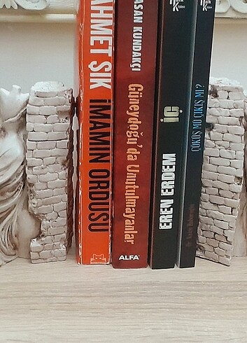 Beden camel Renk Duvara yaslanmış, Kadın figürlü 2 adet kitap stopperi, kitap tut