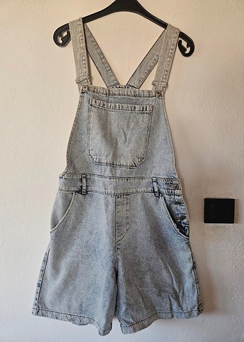 Kadın Denim Şort Tulum - Görsel 2